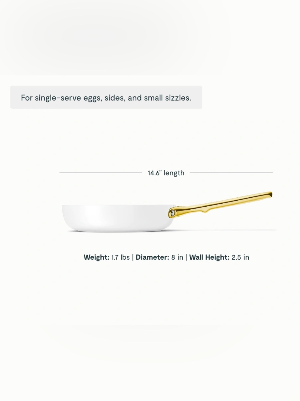 Caraway White Ceramic Mini Frying Fry Pan with Gold Handle 8" IN New in Box $125 - Picture 2 of 6